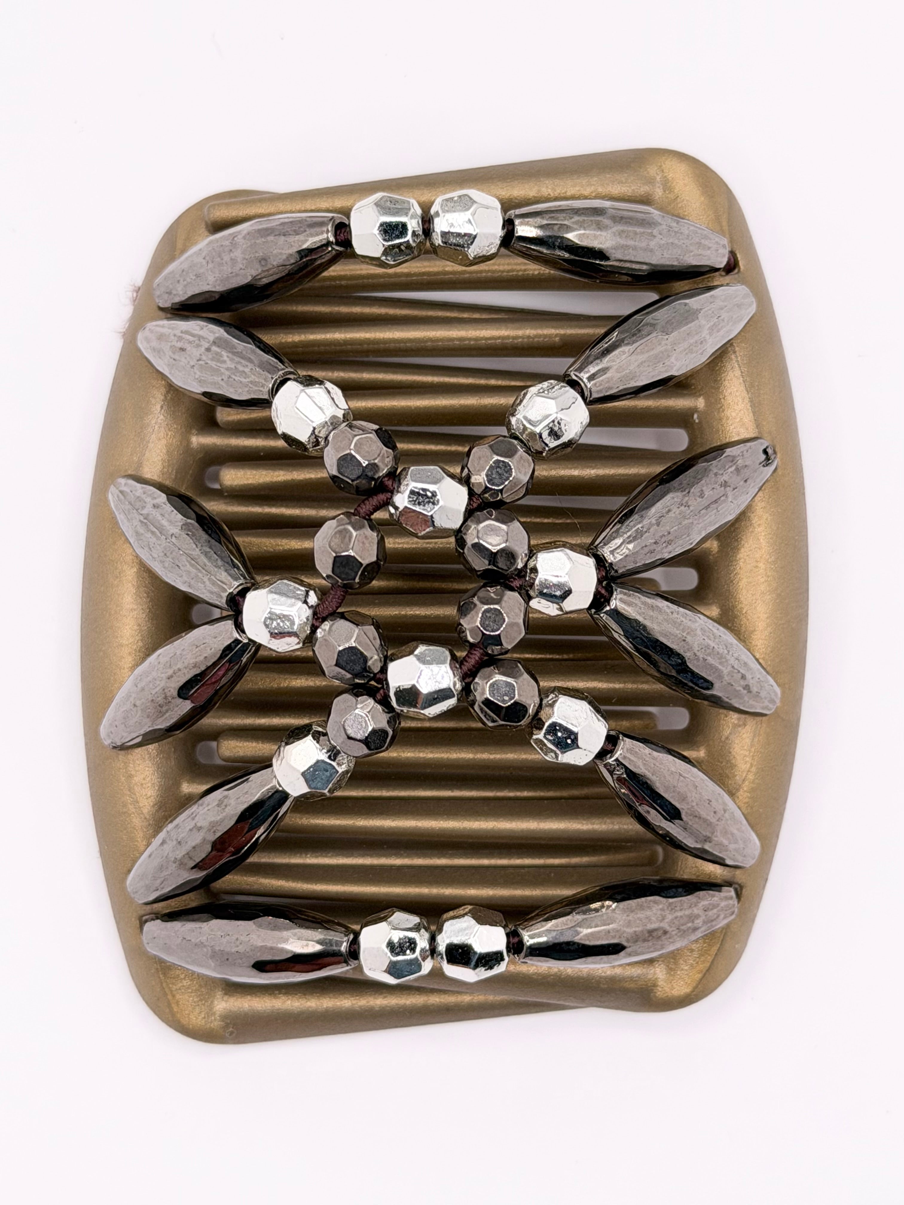 Majestic Charcoal Silver Gold Comb