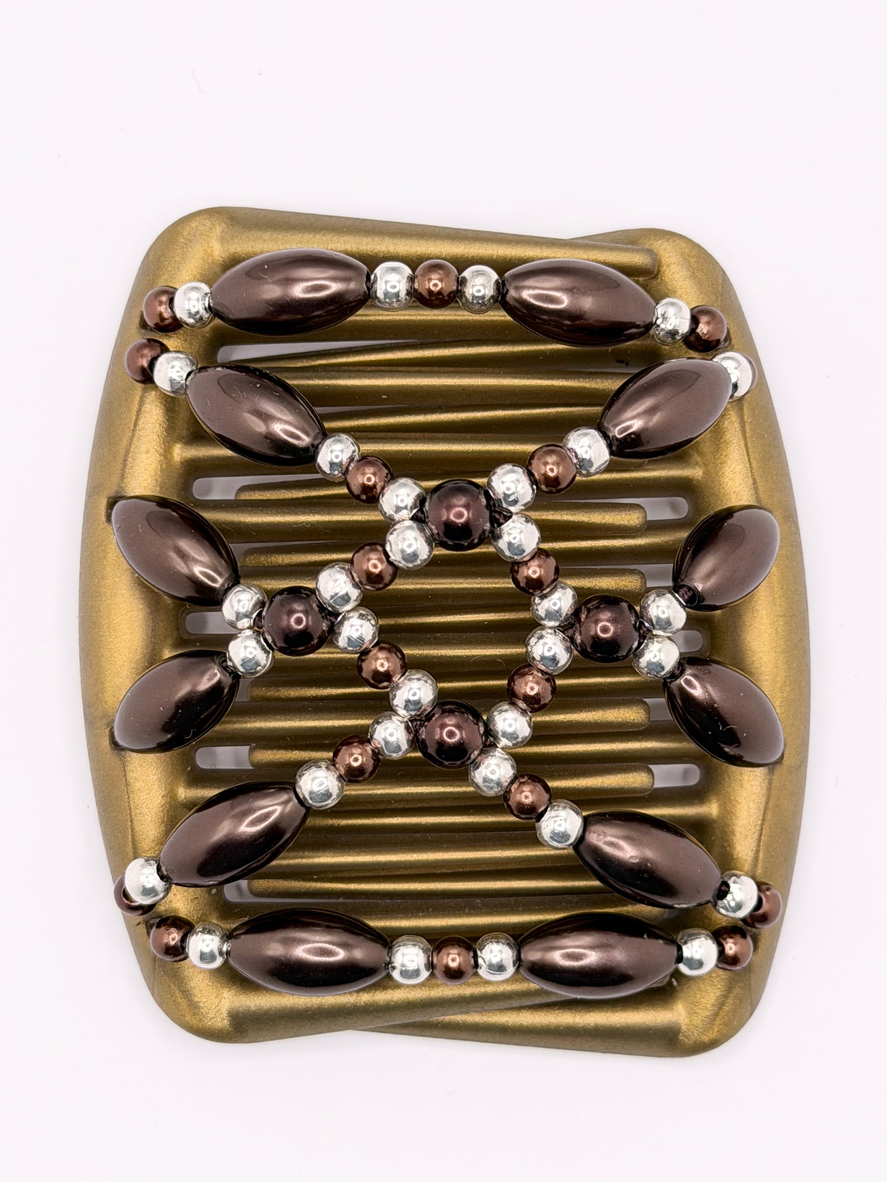 Pearl Brown Silver Gold Comb