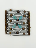 Turquoise & Silver Leaf Stainless Steel Hair Comb