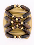 Wood Brown & Gold Hair Comb