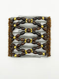 Brown Wood & Gold Stainless Steel Hair Comb