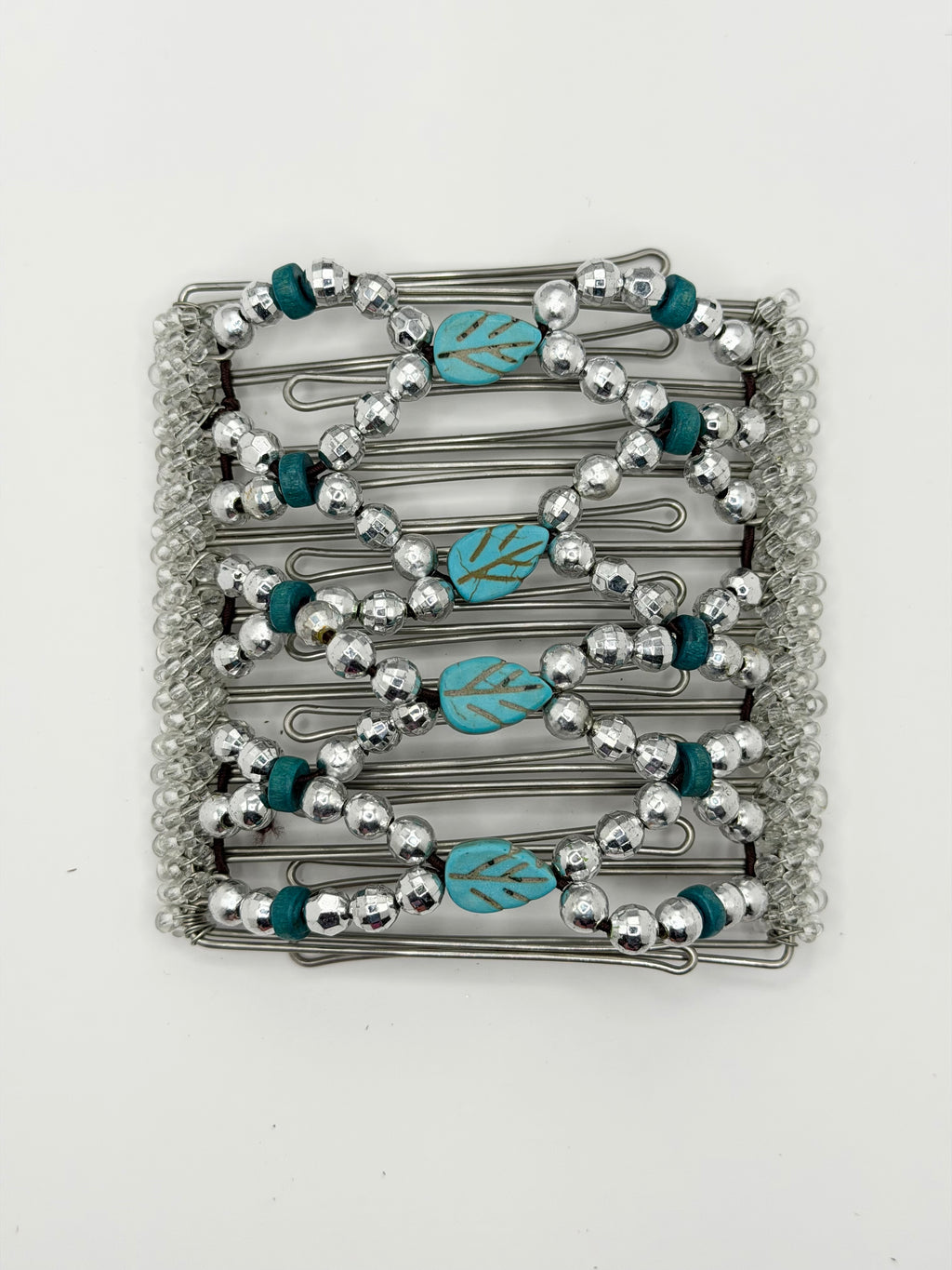 Silver & Turquoise Stainless Steel Hair Comb
