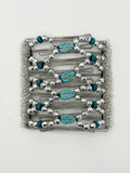 Silver & Turquoise Stainless Steel Hair Comb