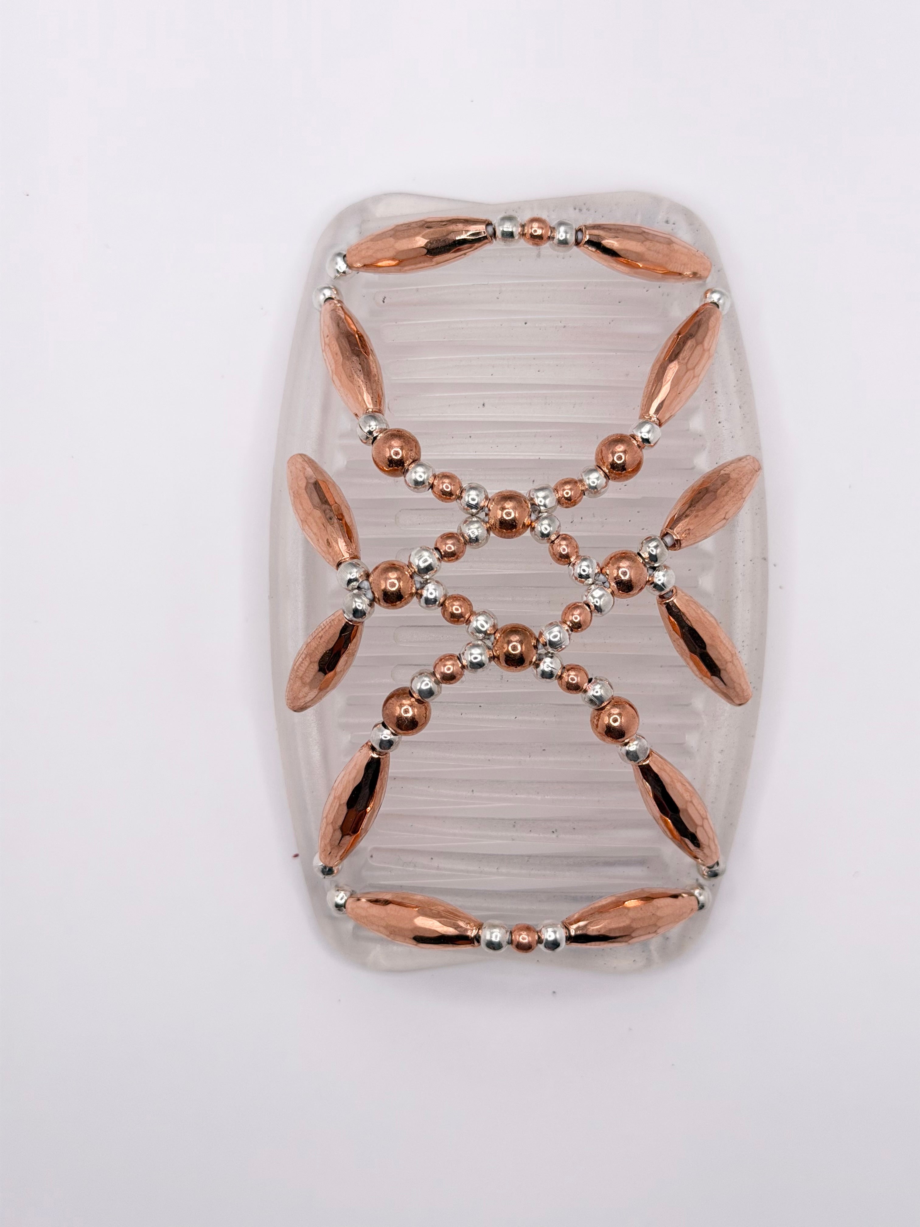Majestic Rose Gold Silver Clear Comb