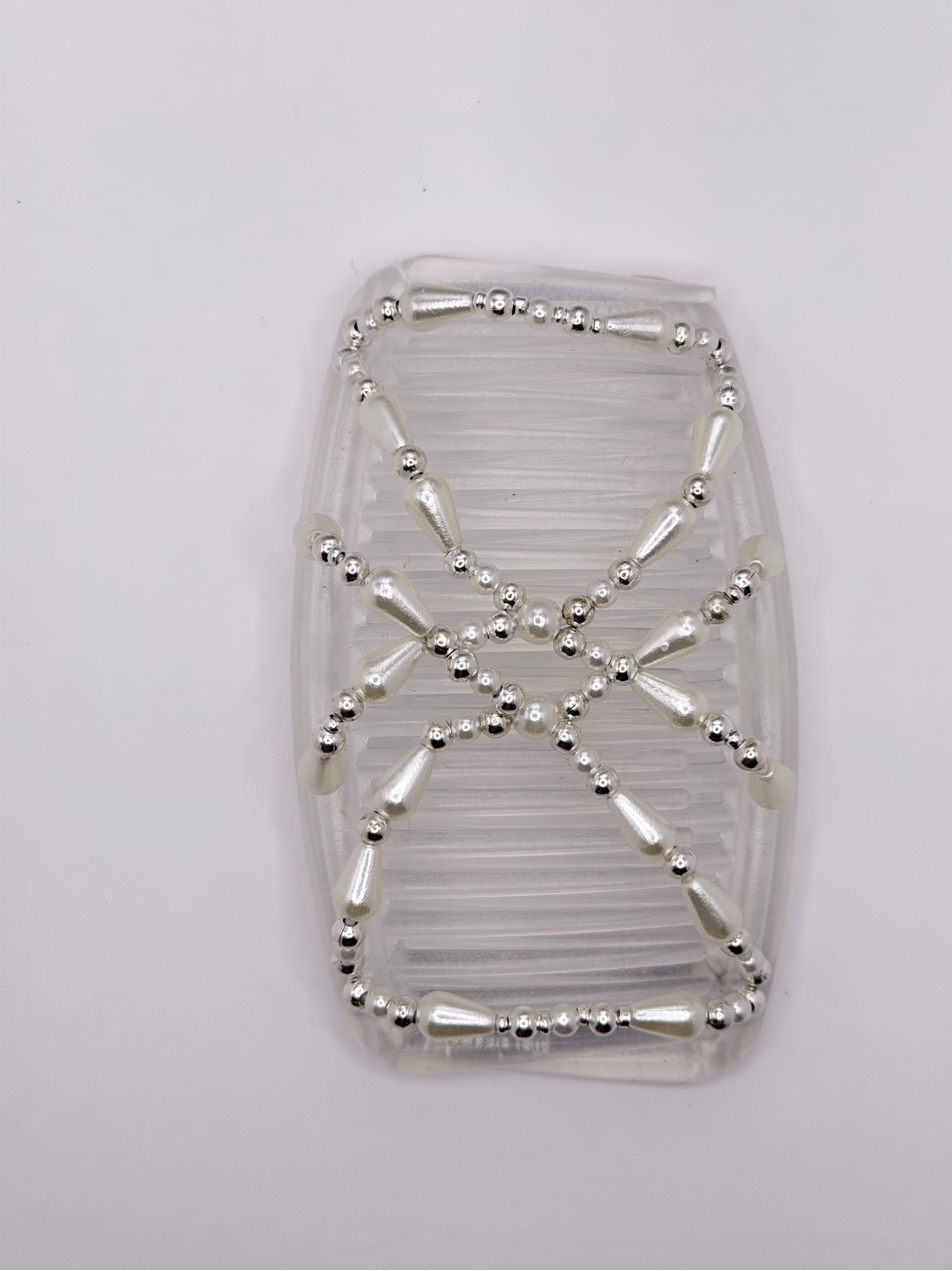 Pearl White Silver Clear Comb