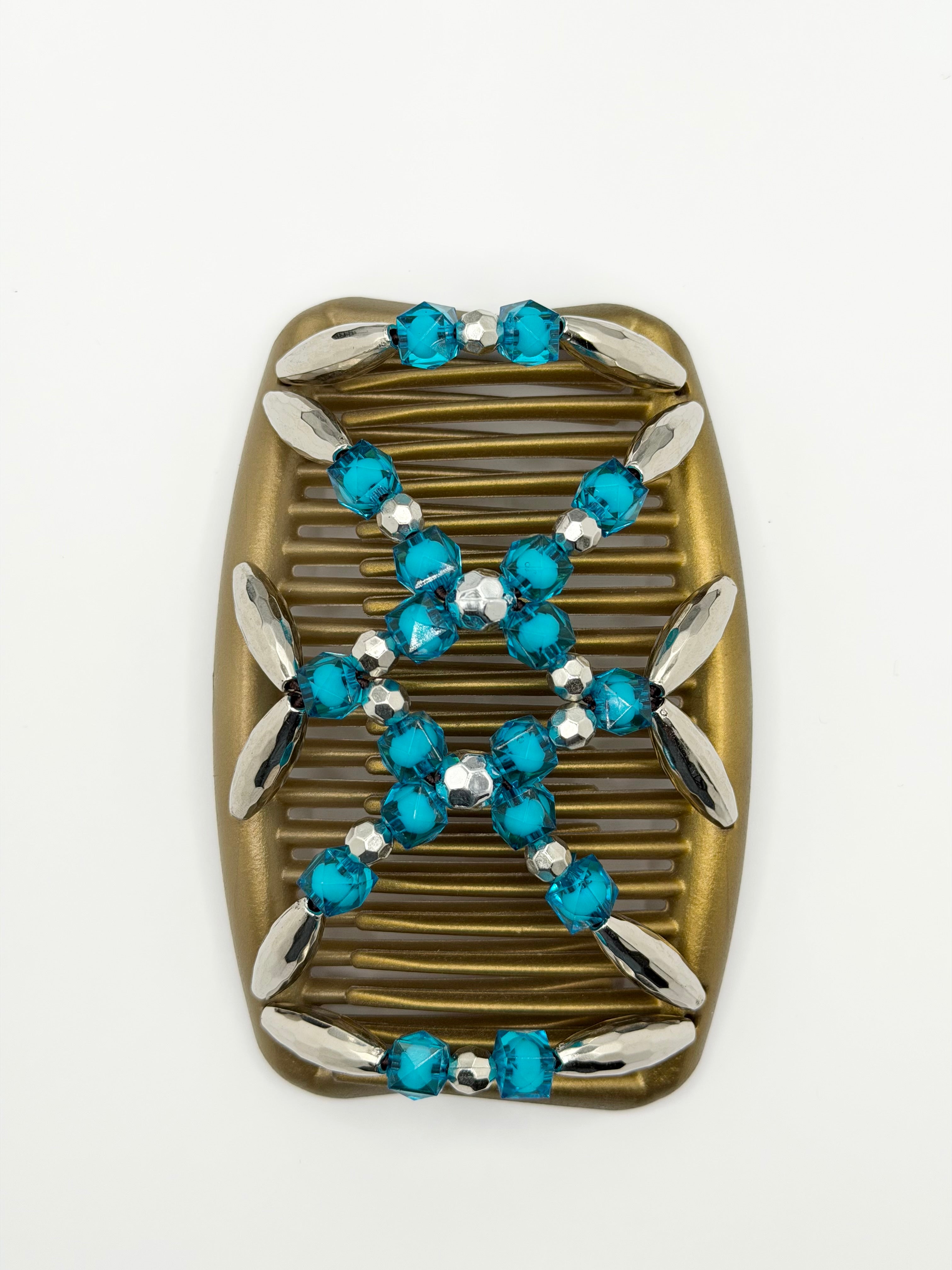 Majestic Silver Turquoise Gold Comb