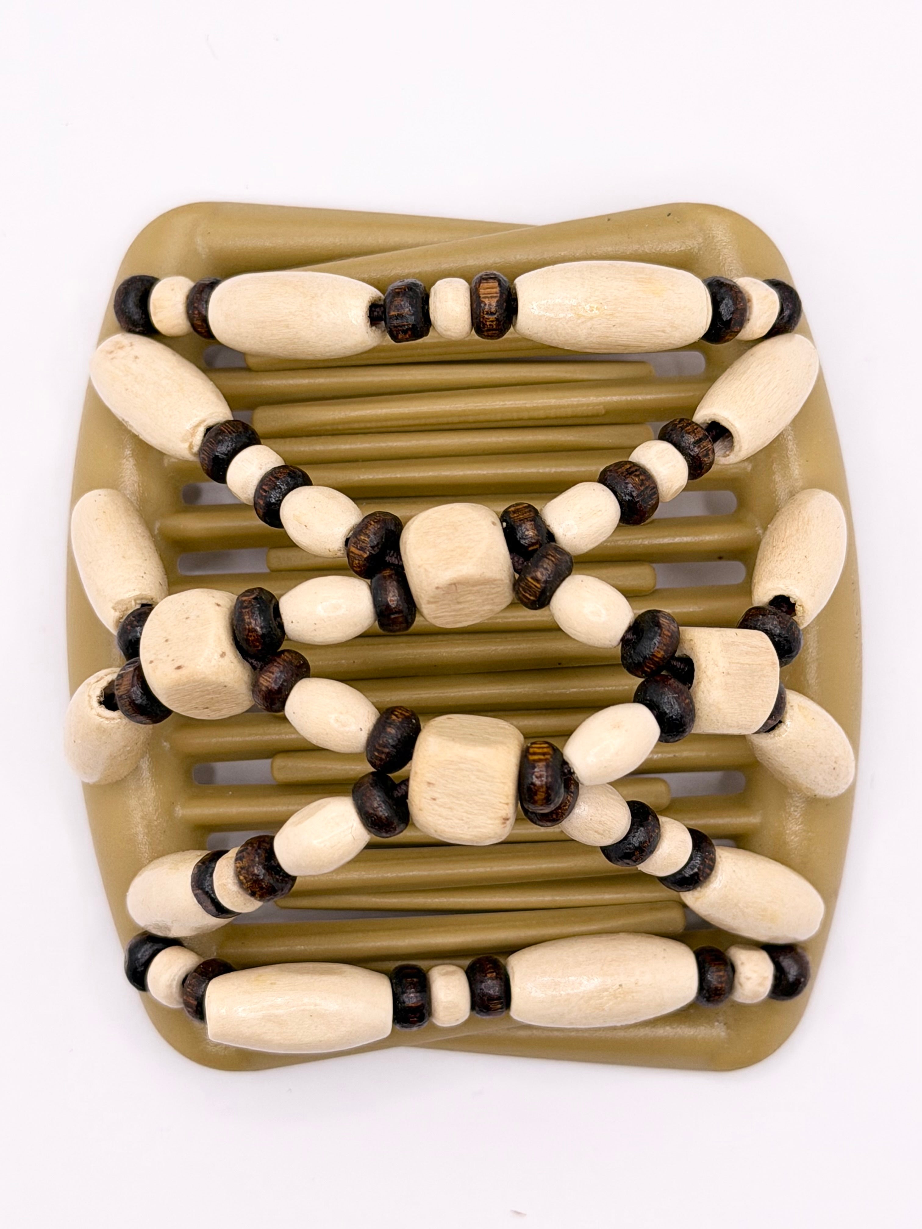 Wood Cream Dark Brown Tan Comb