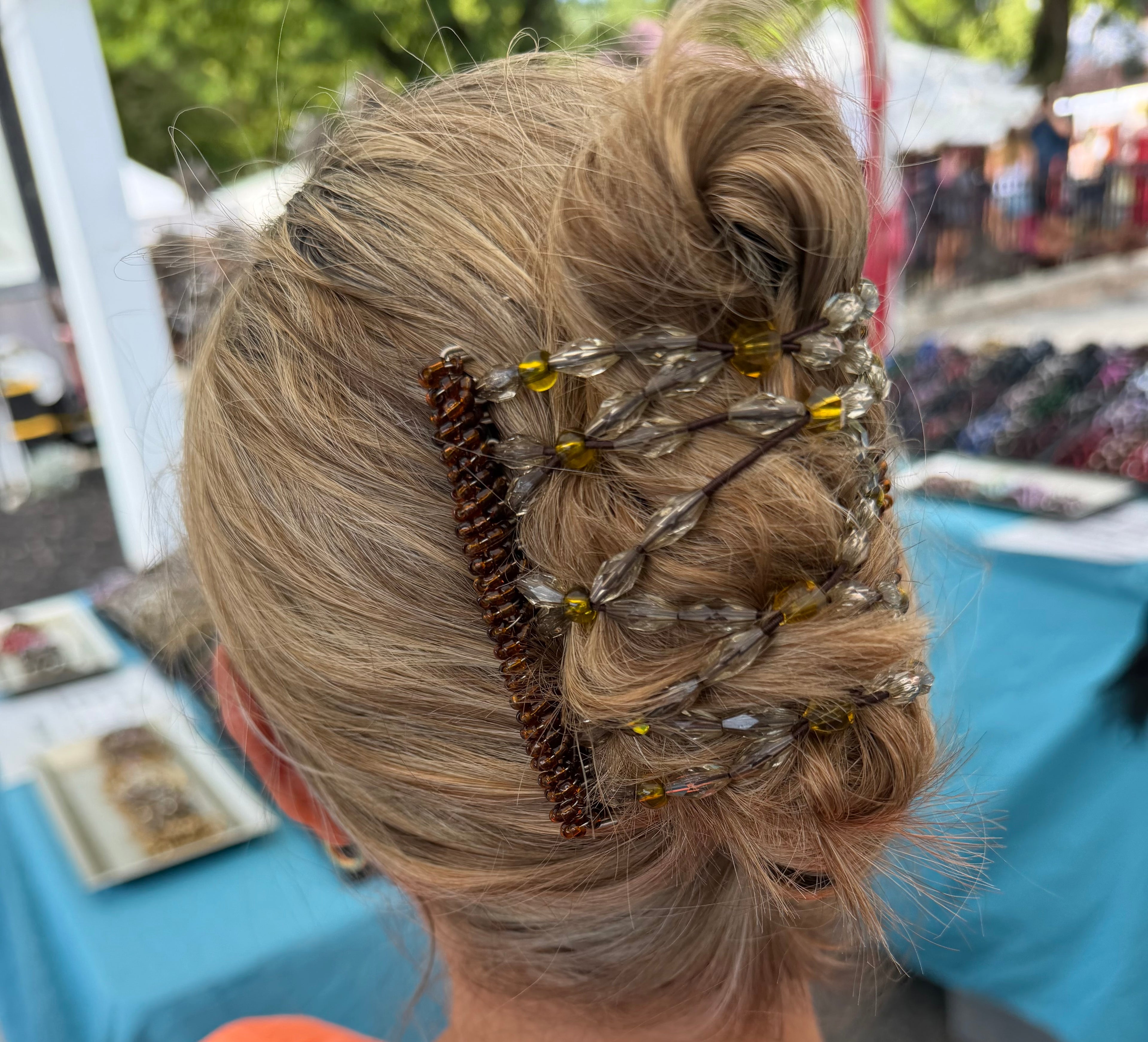 Clear Olive Stainless Steel Hair Comb
