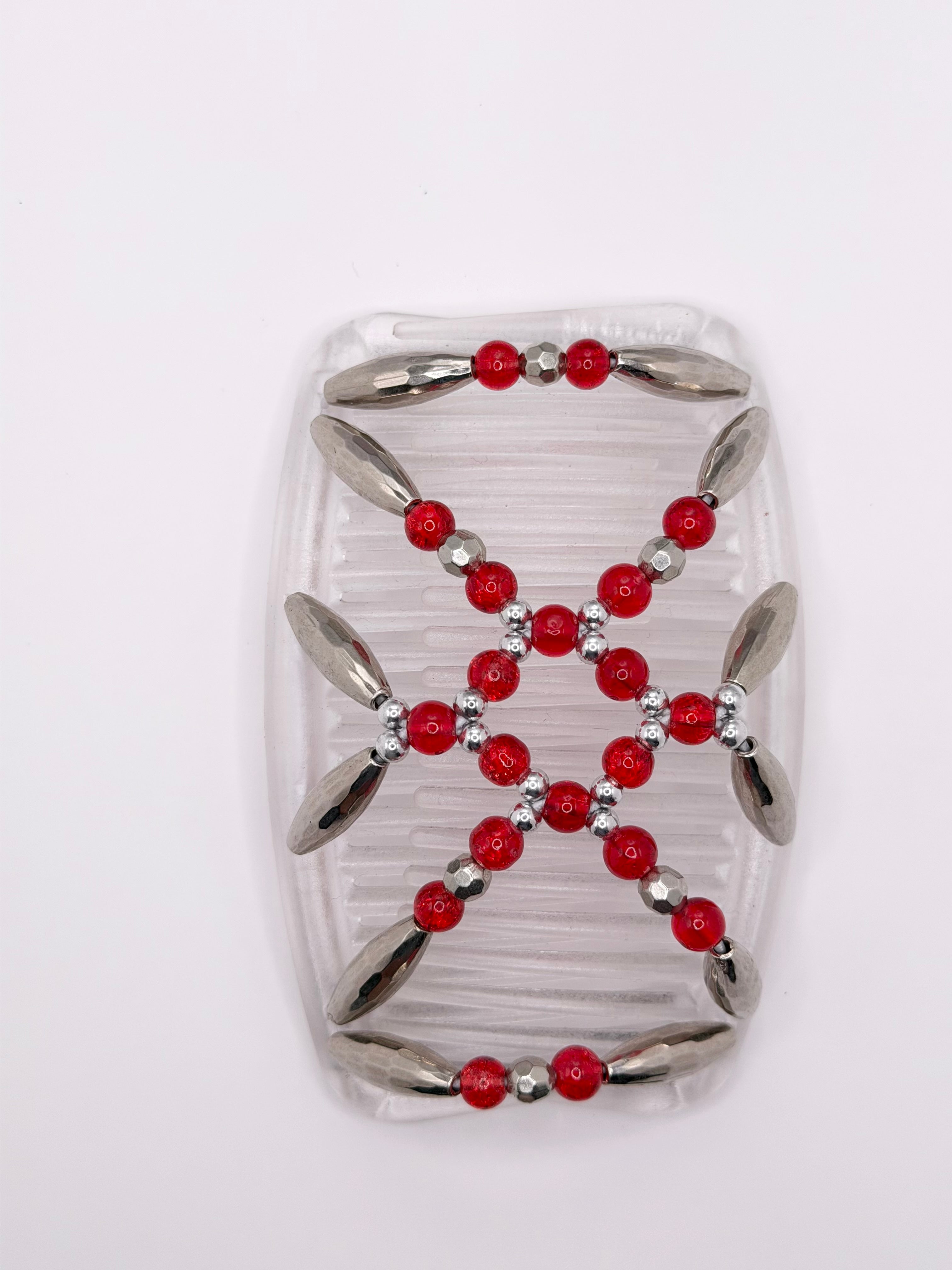 Majestic Silver Red Clear Comb