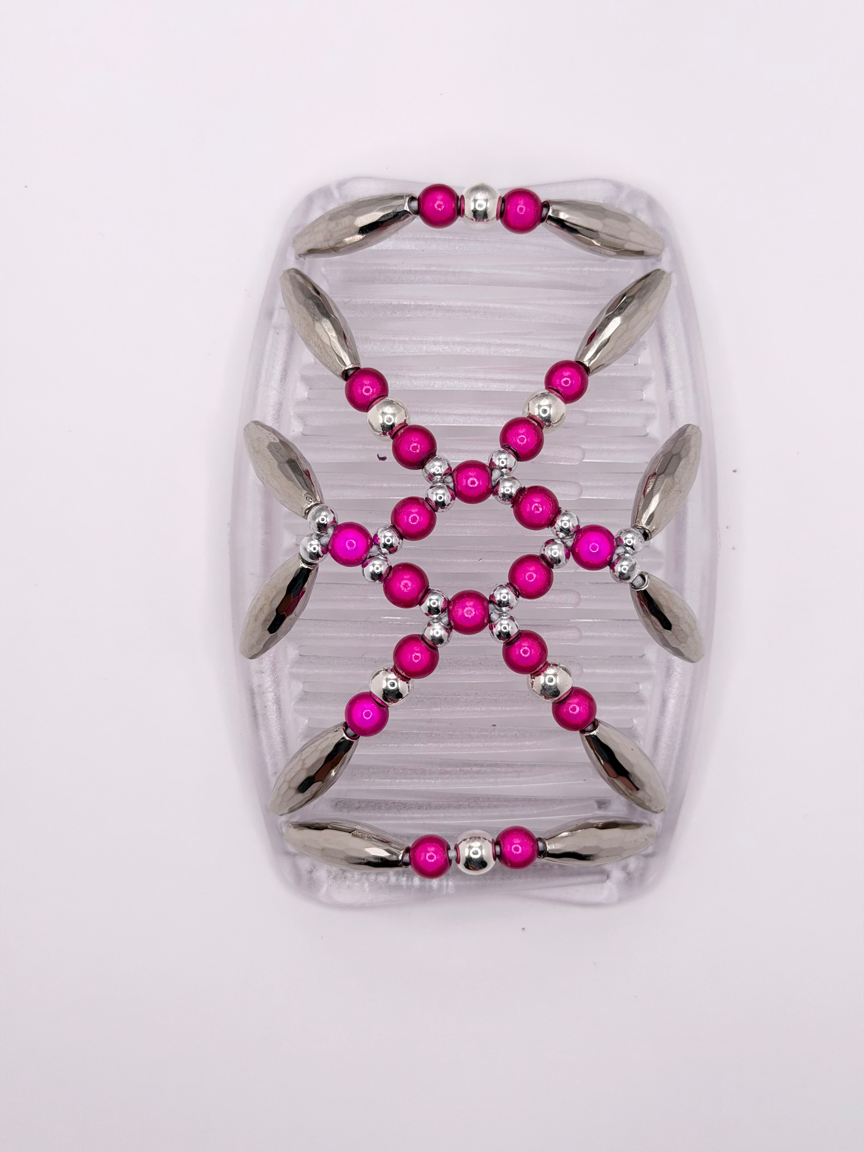 Majestic Silver Hot Pink Clear Comb