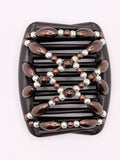 Pearl Brown & Silver Hair Comb Small