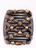 Wood Brown & Gold Rose Comb Small