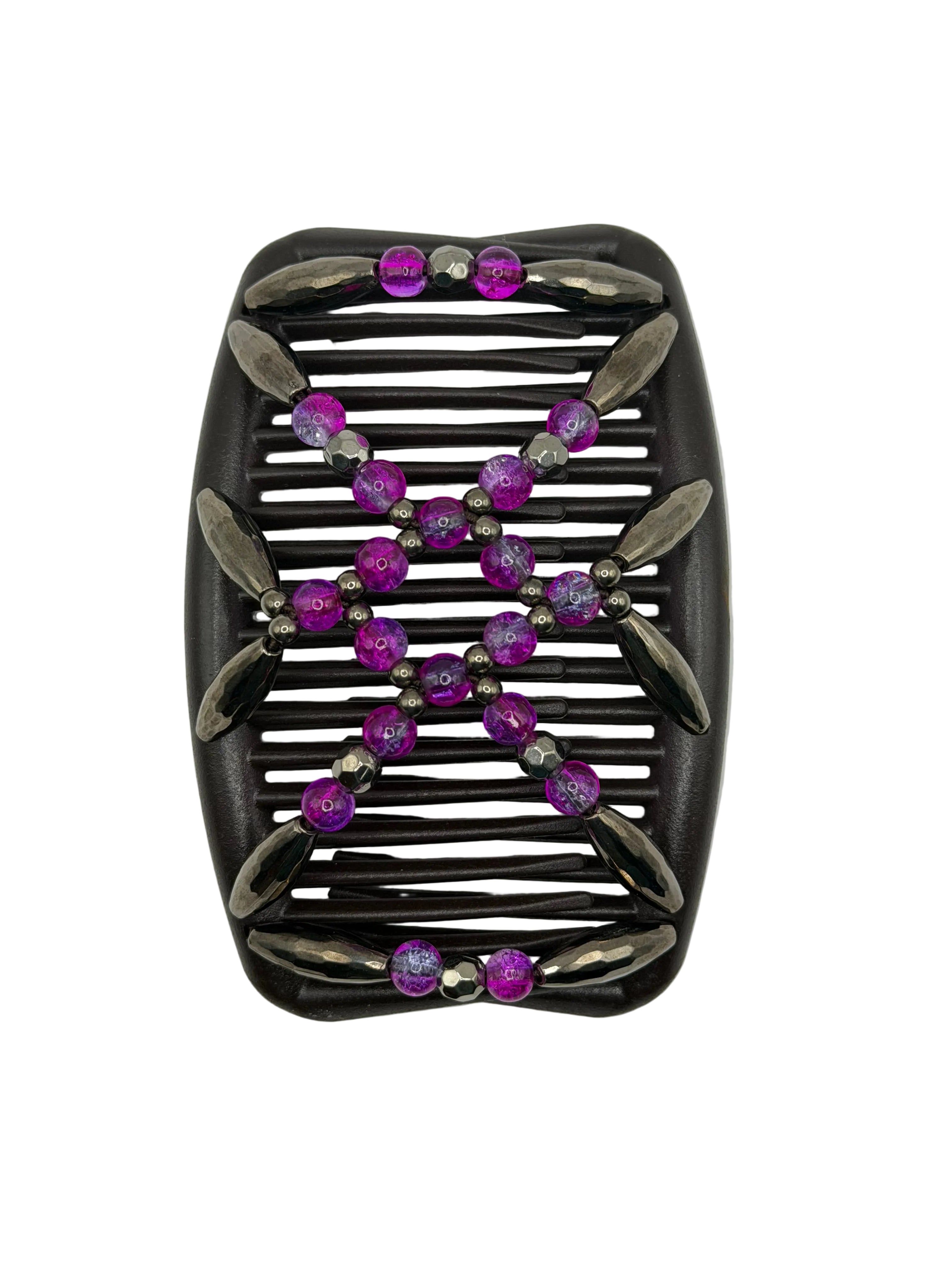Majestic Silver & Purple Hair Comb